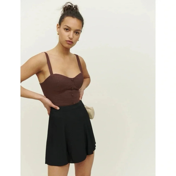 NWT Reformation Olivia Linen Corset Top Brown - Picture 5 of 12